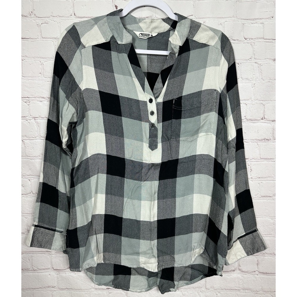 Mountain Khakis Women's Josie Tunic Black White plaid viscose sz M GUC